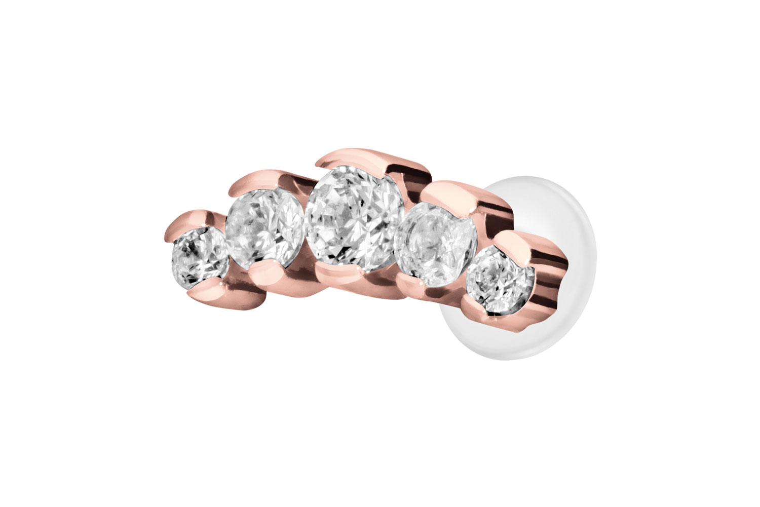 PTFE Labret Piercing mit Innengewinde + Titan-Aufsatz 5 EINGEFASSTE KRISTALLE